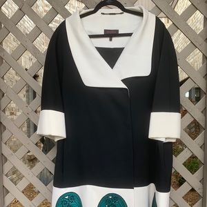 Escada Dress Coat with Embroidered Trim